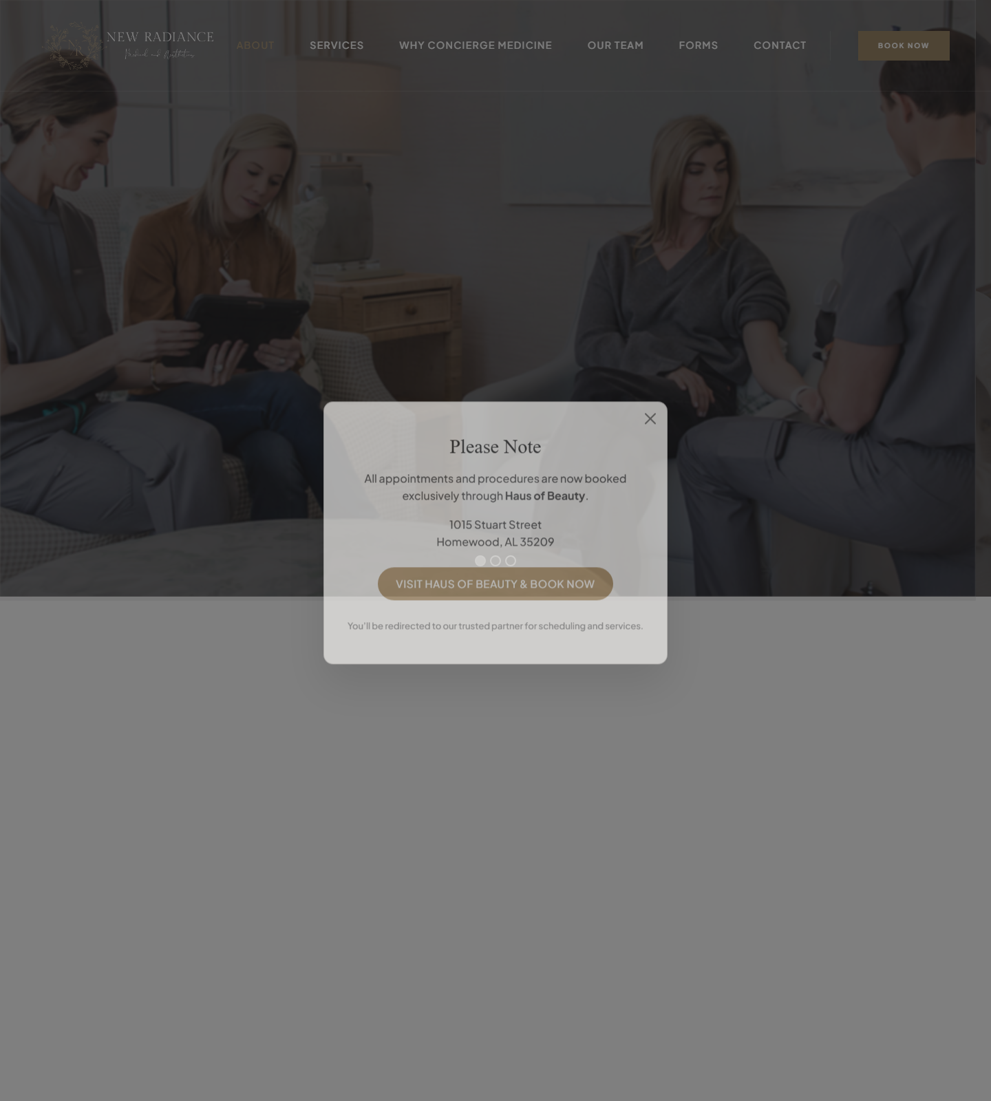 New Radiance Medical and Aesthetics — New Radiance Medical and Aesthetics website homepage (Mountain Brook, AL)