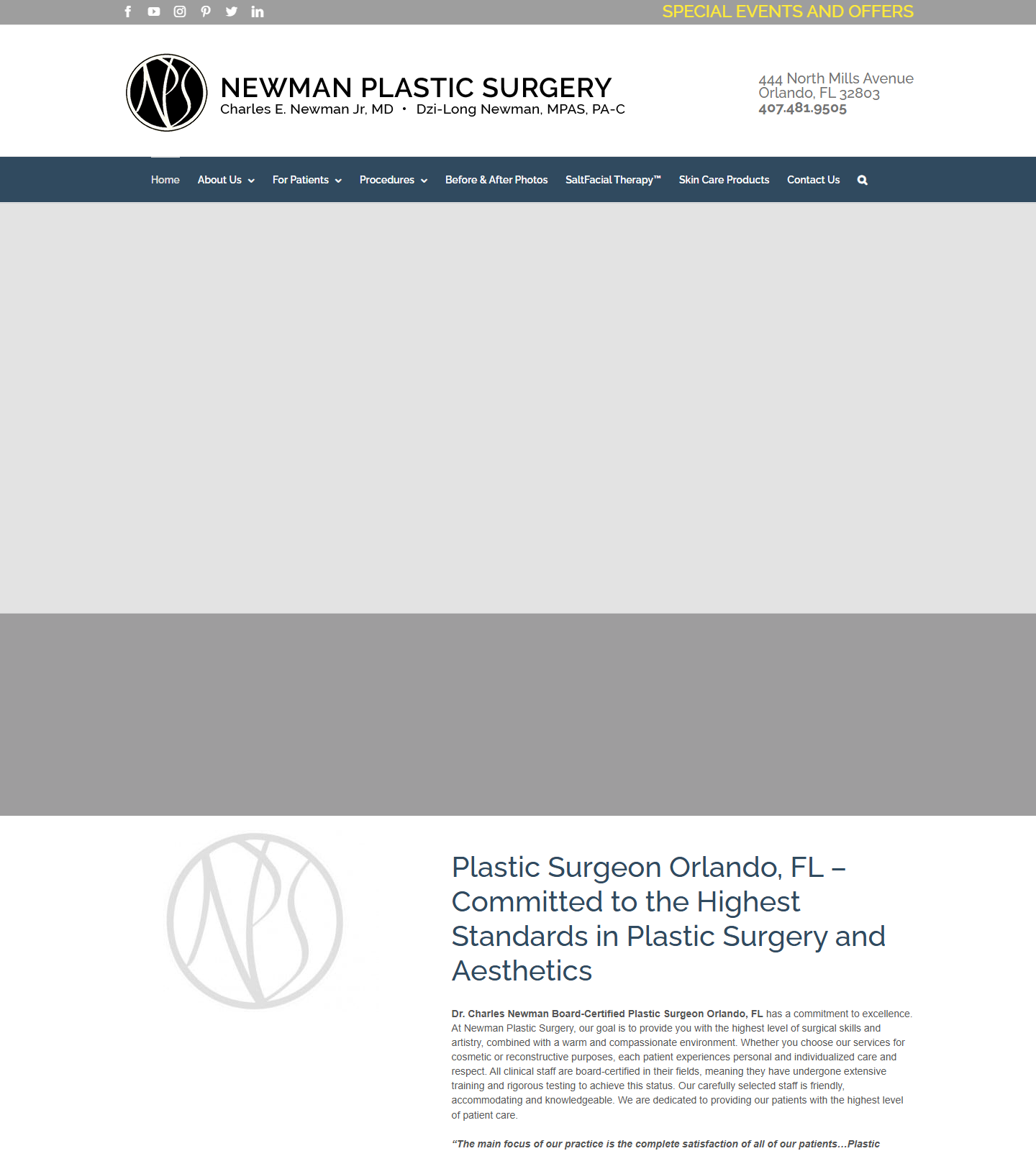 Newman Plastic Surgery — Newman Plastic Surgery website homepage (Orlando, FL)