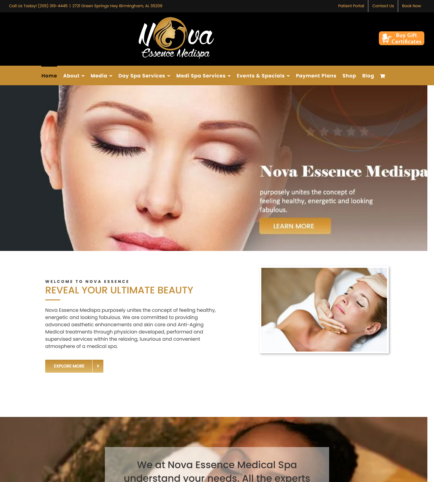 Nova Essence MediSpa — Nova Essence MediSpa website homepage (Birmingham, AL)
