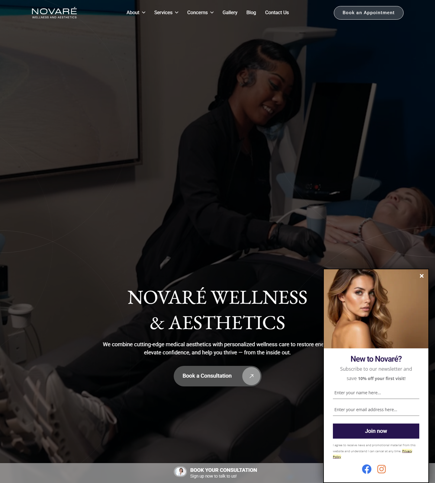Novarè Wellness and Aesthetics — Novarè Wellness and Aesthetics website homepage (Fort Myers, FL plastic & cosmetic surgery)