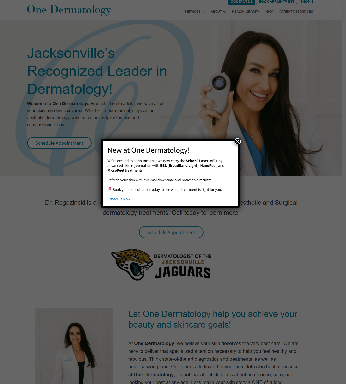 One Dermatology — One Dermatology website homepage (Jacksonville, FL)