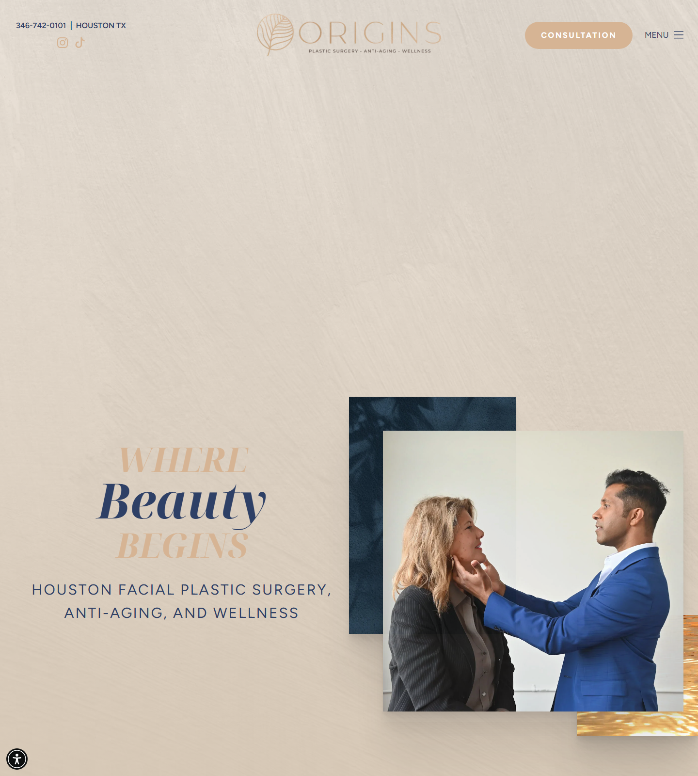 Origins Plastic Surgery — Origins Plastic Surgery website homepage (Houston, TX plastic & cosmetic surgery)