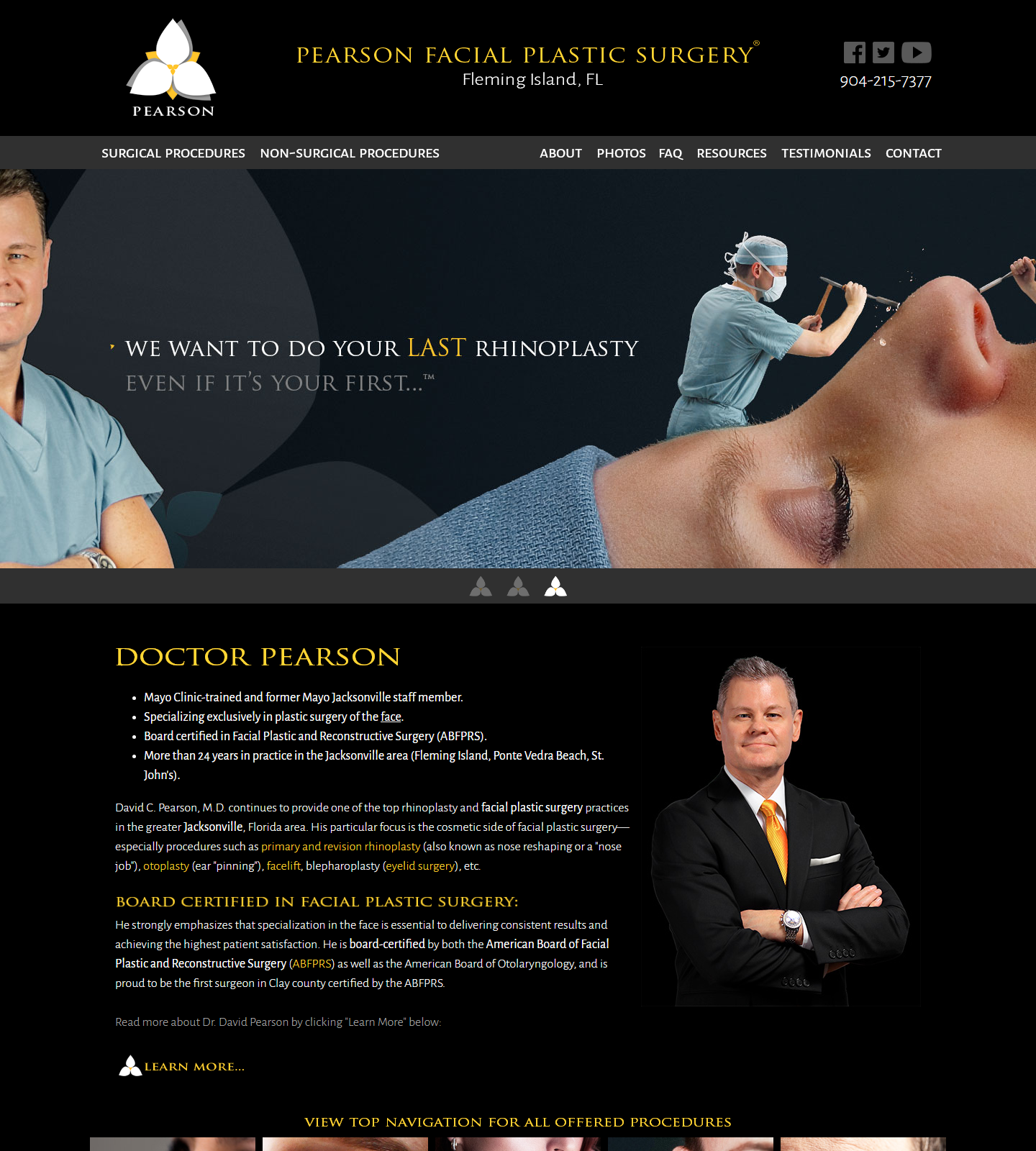 Pearson Facial Plastic Surgery — Pearson Facial Plastic Surgery website homepage (Fleming Island, FL)