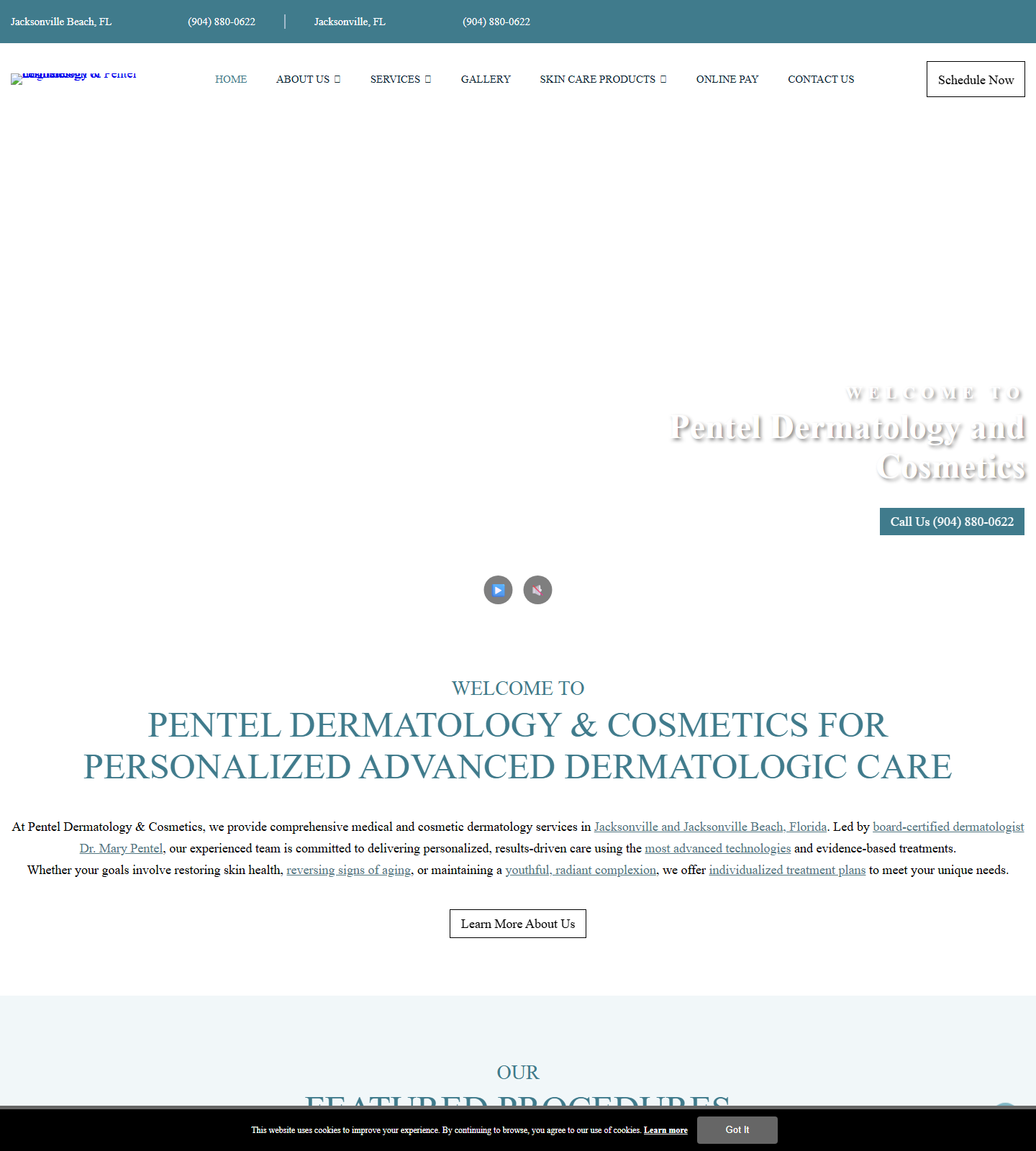Pentel Dermatology & Cosmetics — Pentel Dermatology & Cosmetics website homepage (Jacksonville, FL)