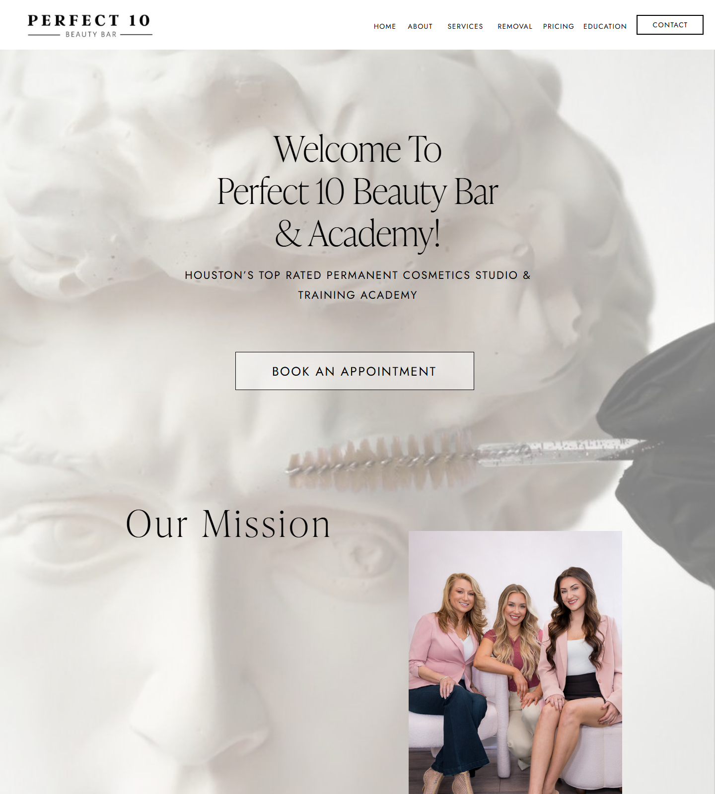 Perfect 10 Beauty Bar — Perfect 10 Beauty Bar website homepage (The Woodlands, TX plastic & cosmetic surgery)