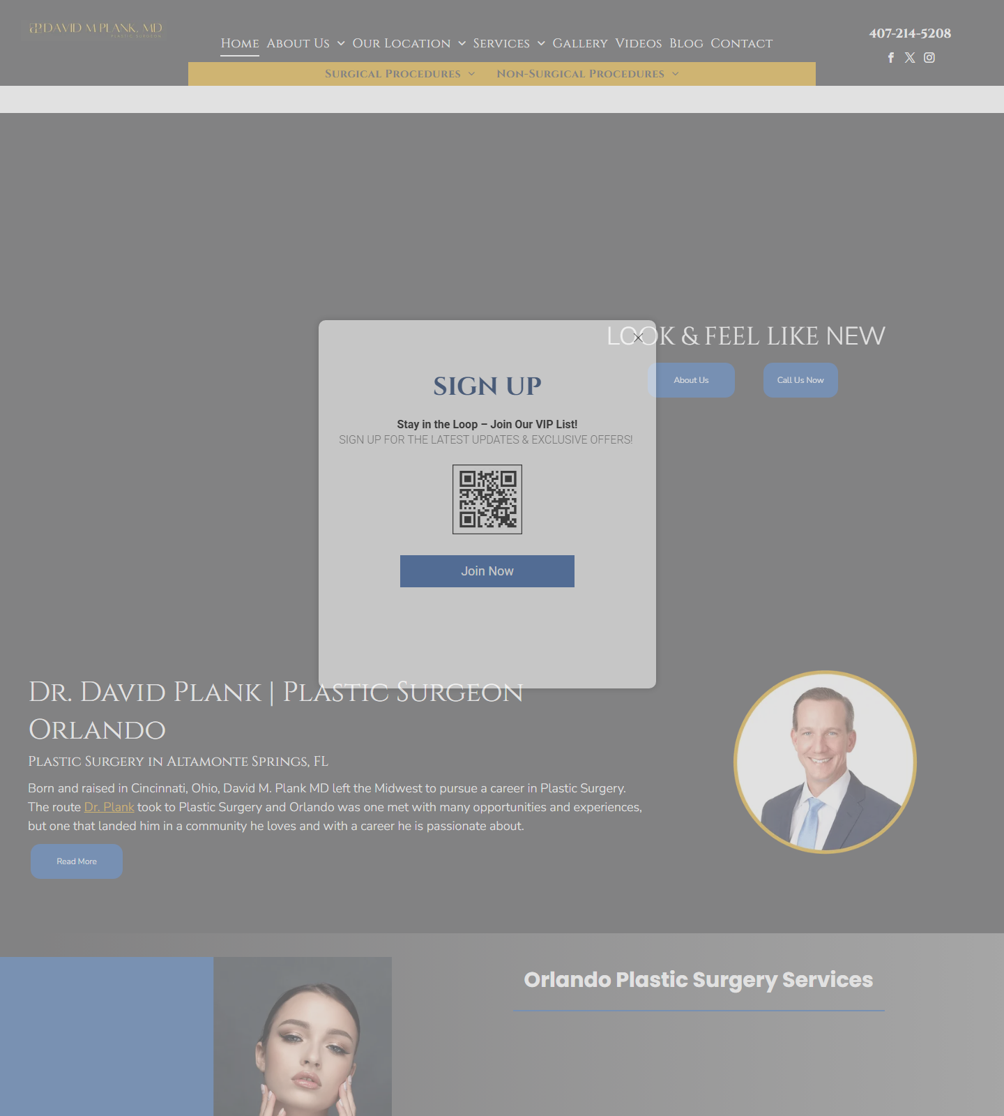 Plastic Surgery Center of Orlando — Plastic Surgery Center of Orlando website homepage (Altamonte Springs, FL)