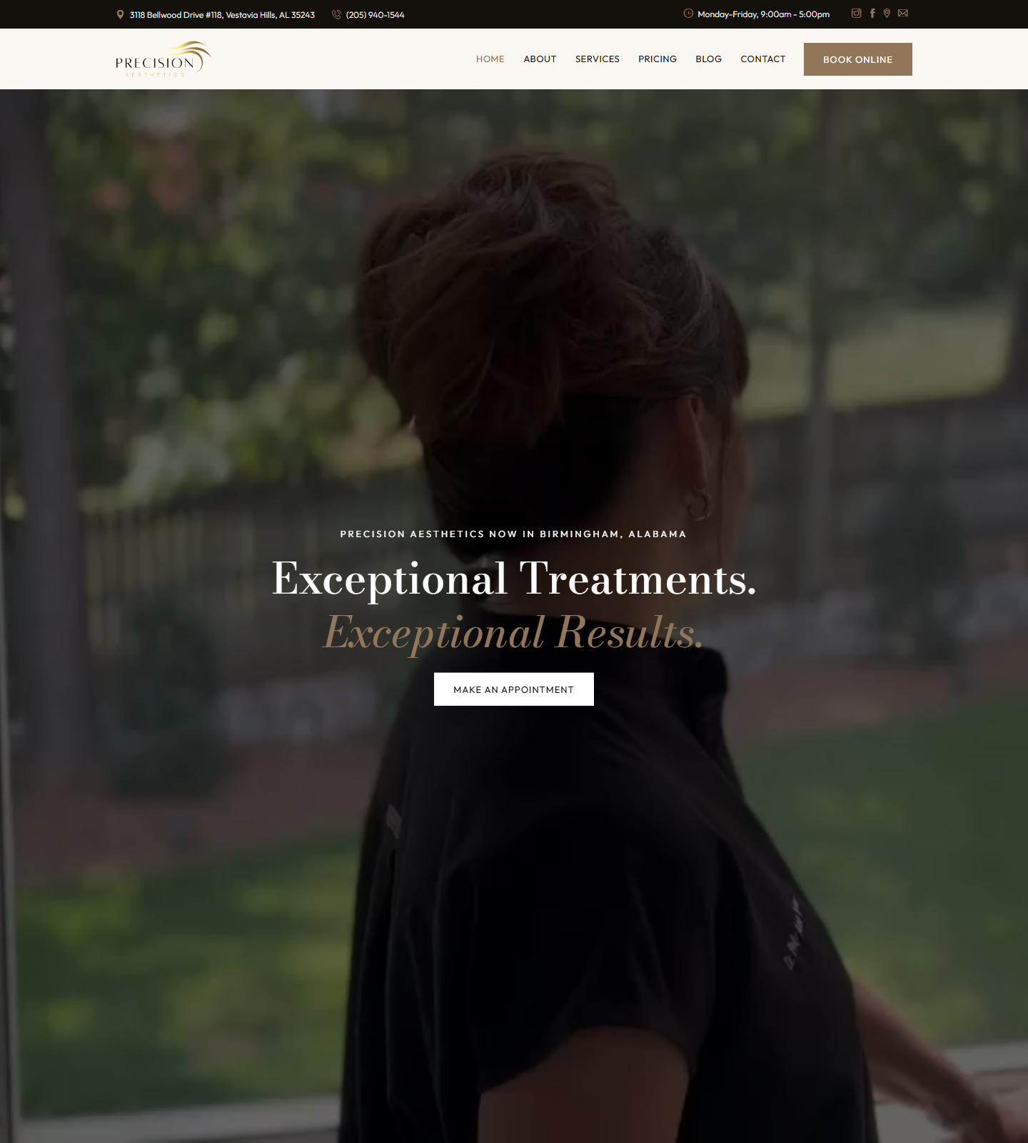 Precision Aesthetics — Precision Aesthetics website homepage (Vestavia Hills, AL)