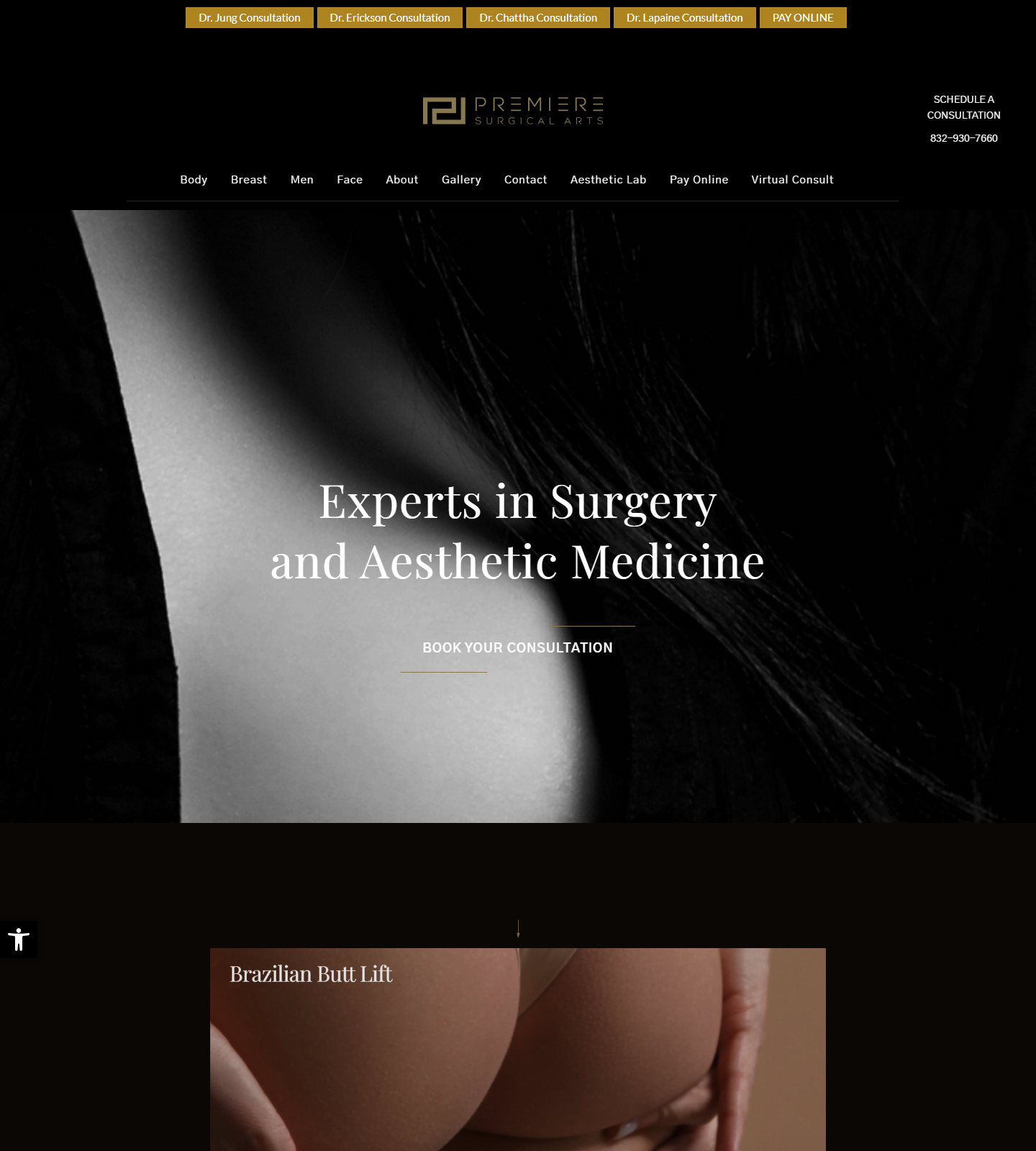 Premiere Surgical Arts — Premiere Surgical Arts website homepage (Houston, TX plastic & cosmetic surgery)