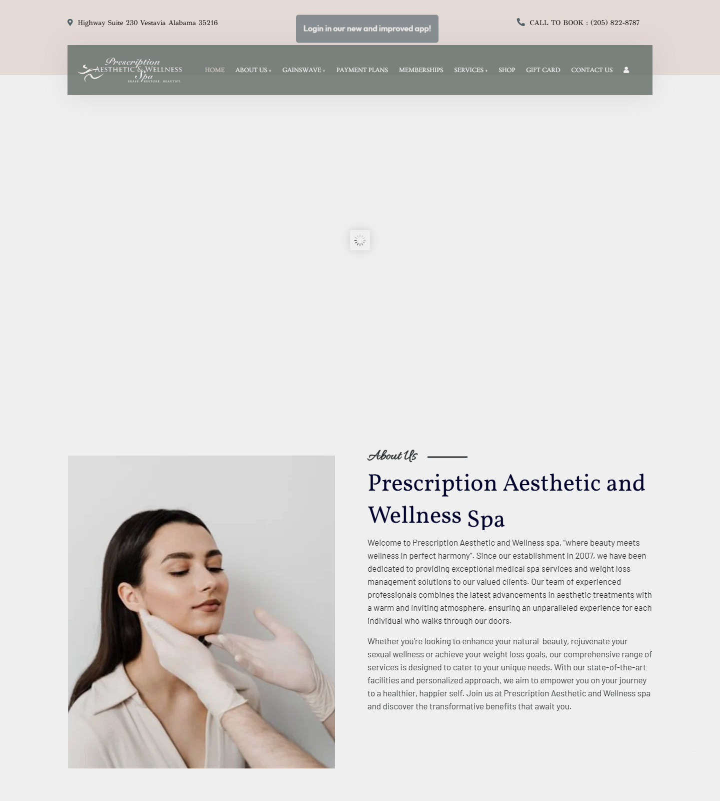 Prescription Aesthetic And Wellness Spa — Prescription Aesthetic And Wellness Spa website homepage (Vestavia Hills, AL)