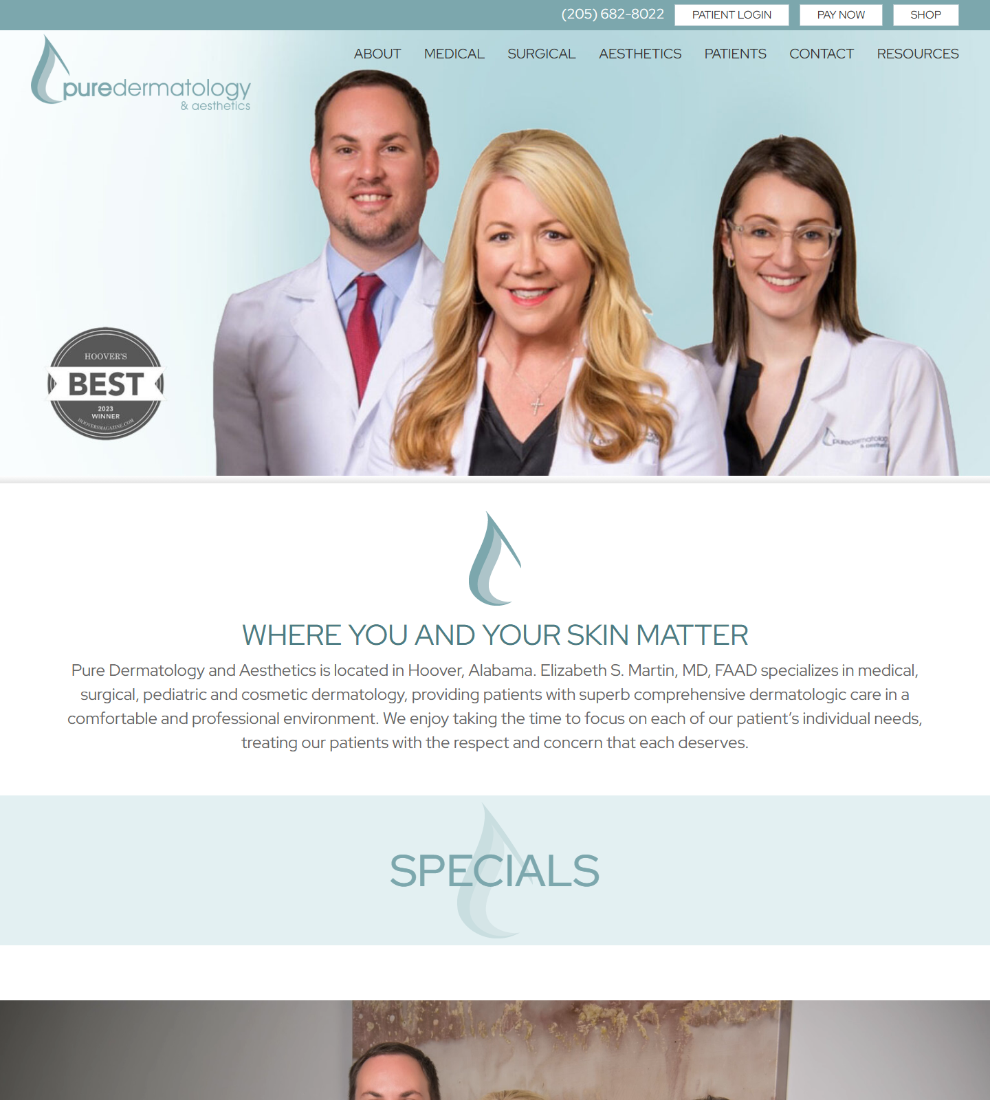 Pure Dermatology & Aesthetics — Pure Dermatology & Aesthetics website homepage (Hoover, AL)