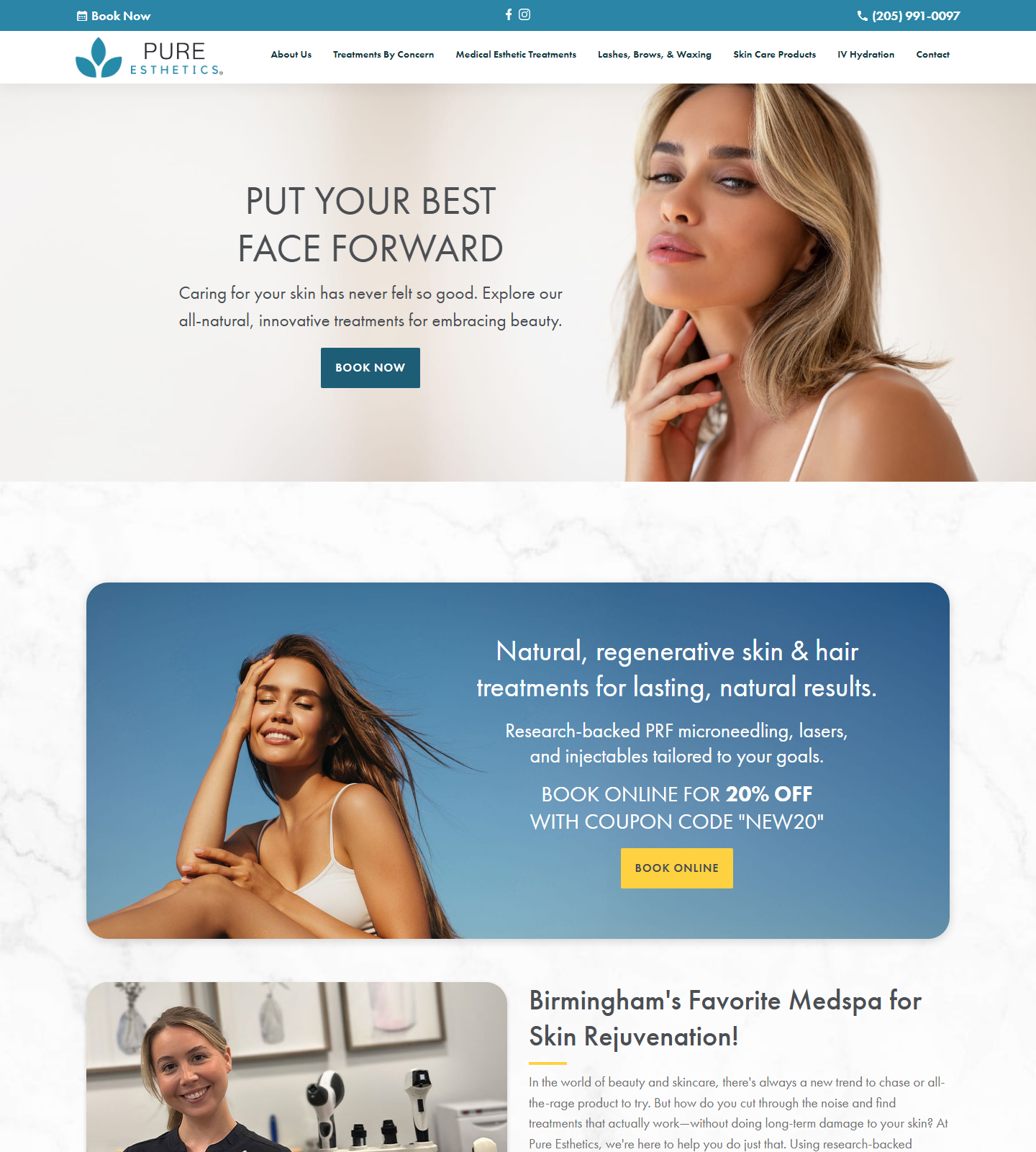 Pure Esthetics Med Spa — Pure Esthetics Med Spa website homepage (Birmingham, AL)