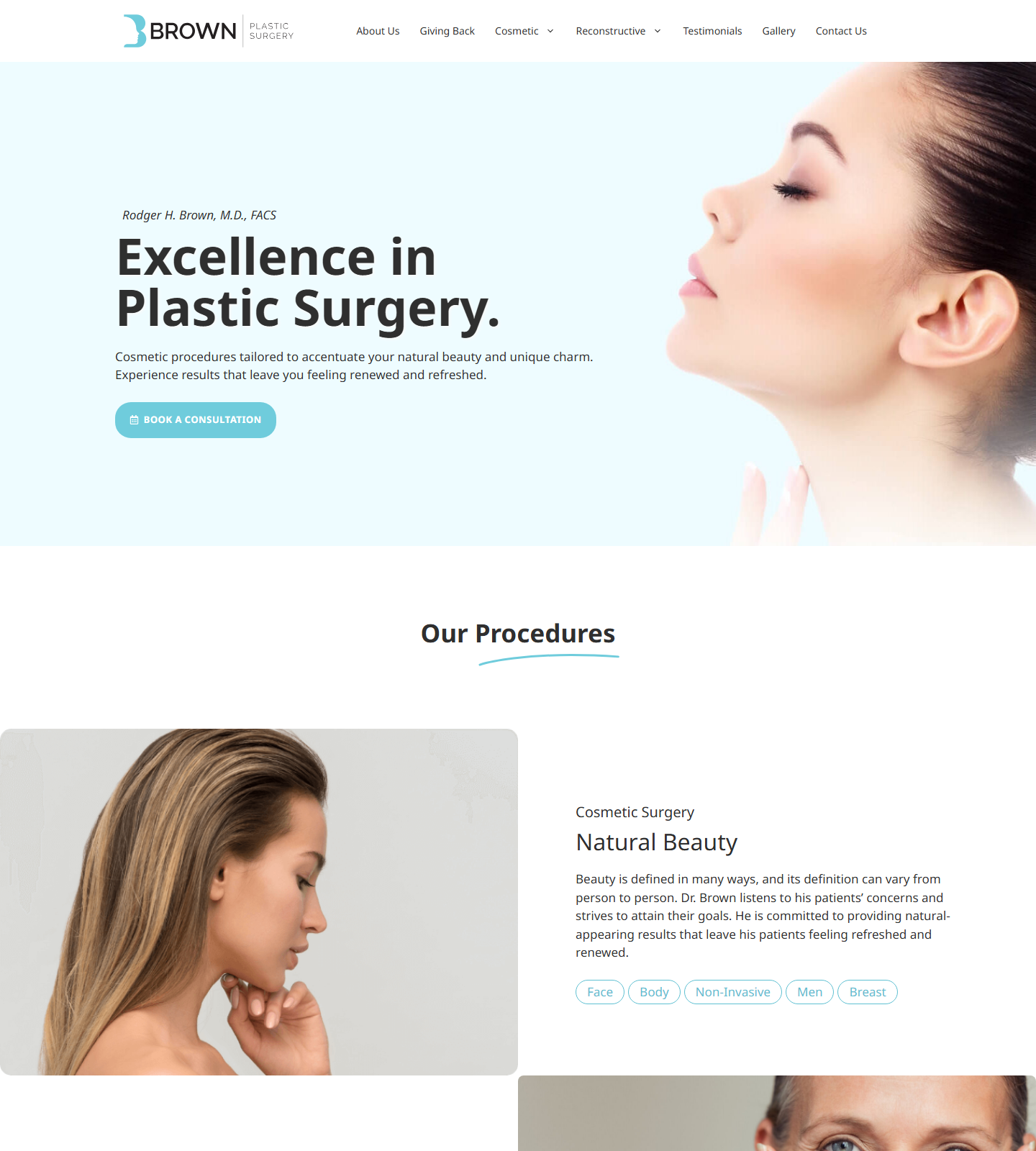 Rodger H. Brown, M.D. — Rodger H. Brown, M.D. website homepage (Houston, TX plastic & cosmetic surgery)
