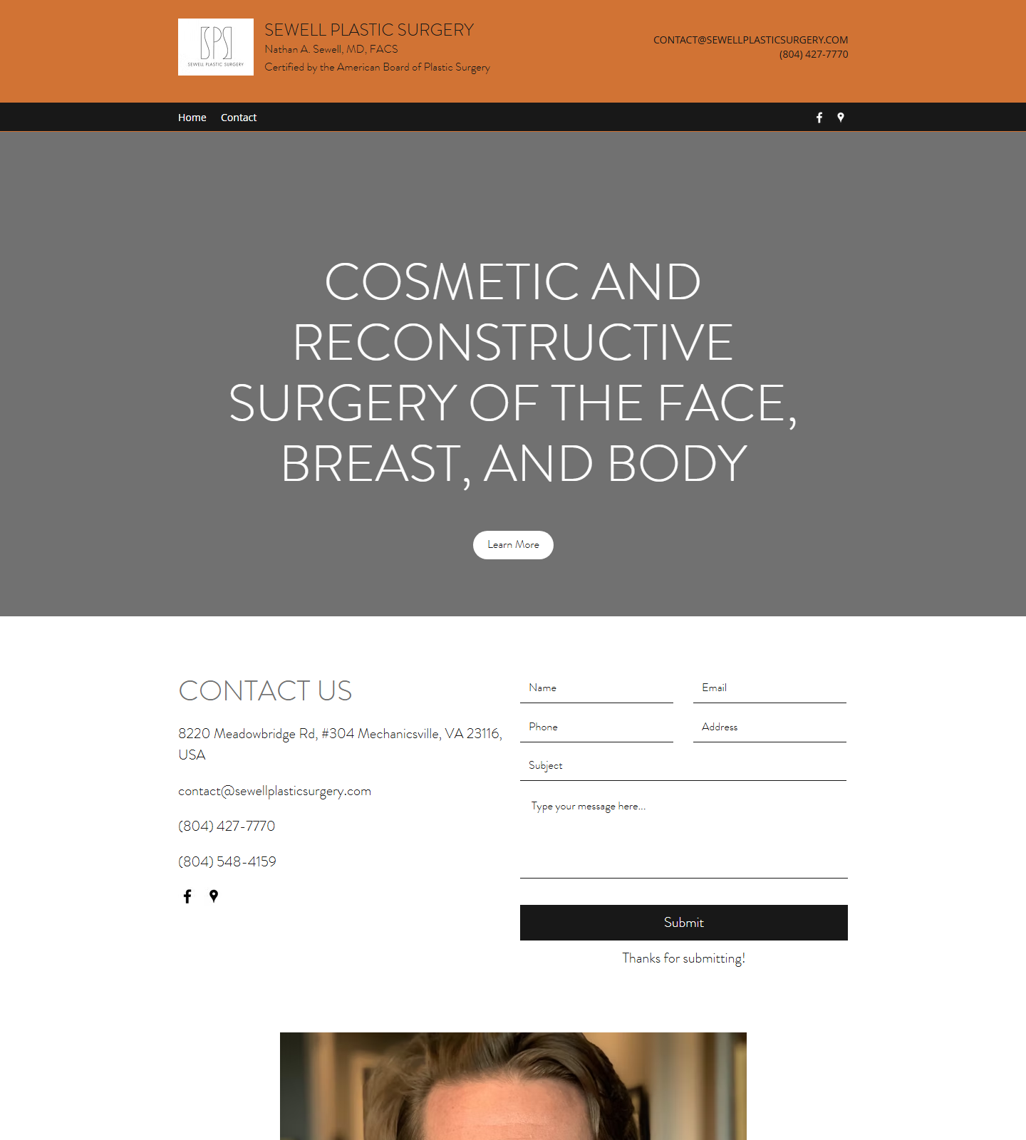 Sewell Plastic Surgery — Sewell Plastic Surgery website homepage (Mechanicsville, VA)