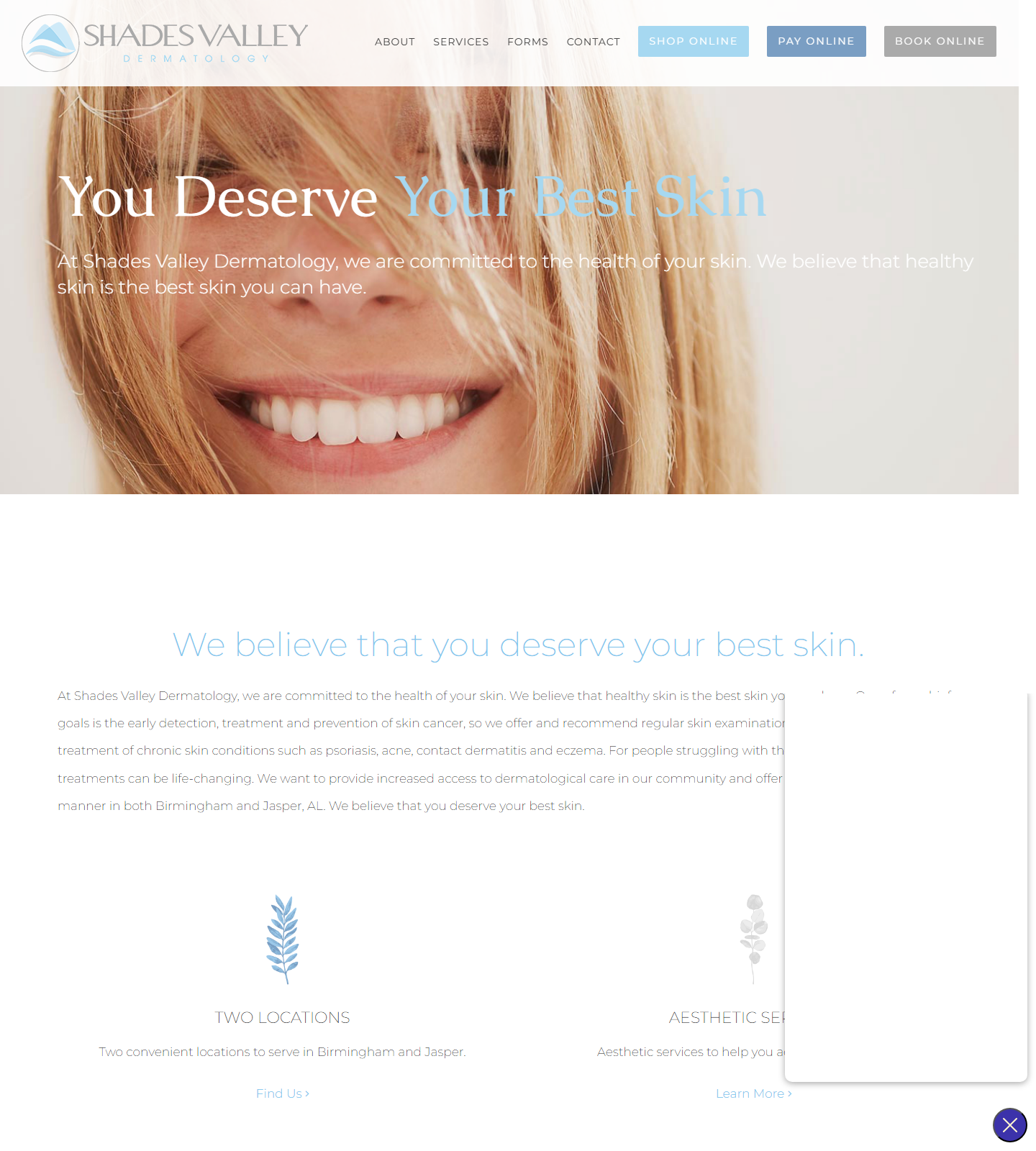 Shades Valley Dermatology — Shades Valley Dermatology website homepage (Vestavia Hills, AL)