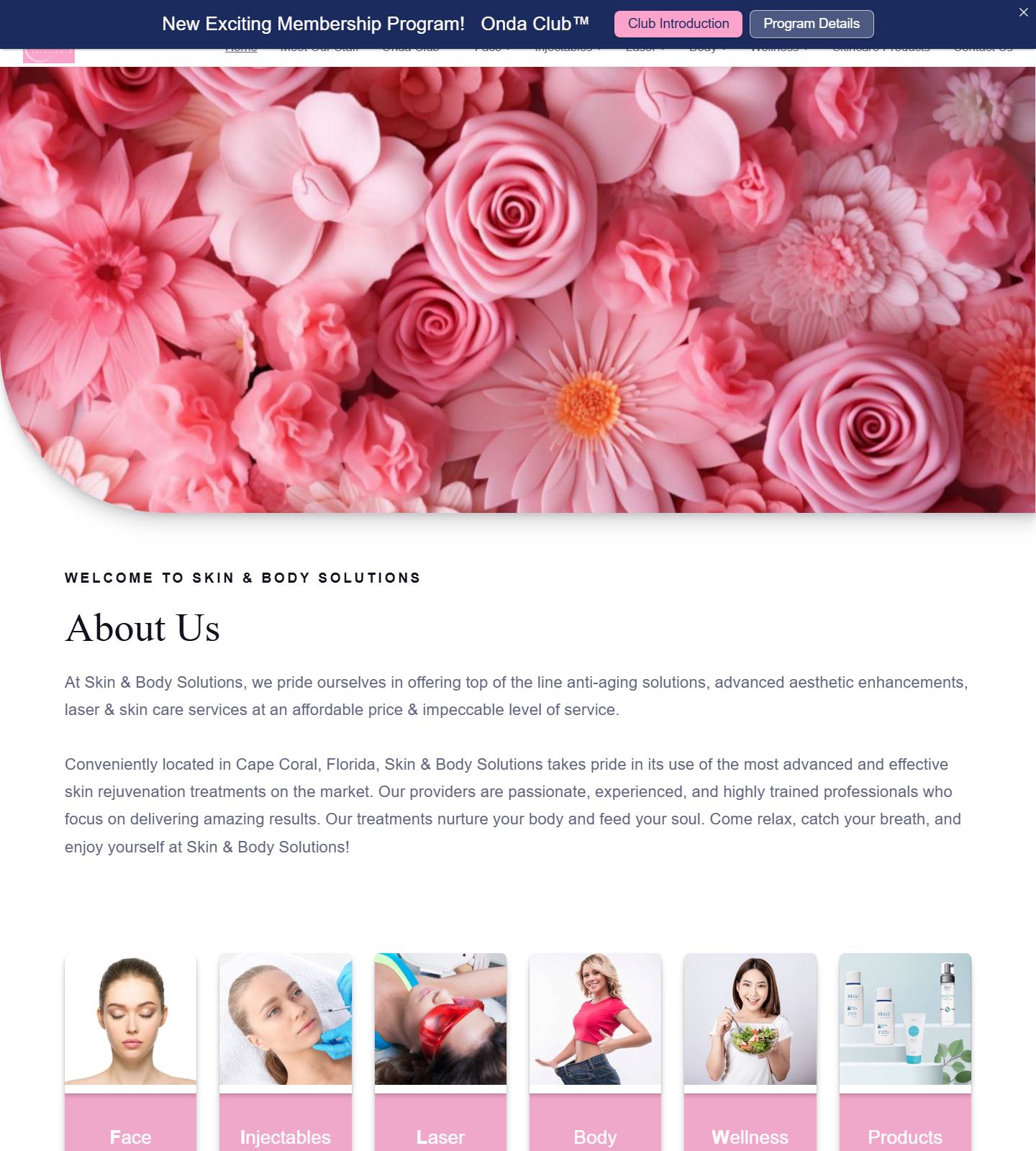 Skin & Body Solutions — Skin & Body Solutions website homepage (Cape Coral, FL plastic & cosmetic surgery)