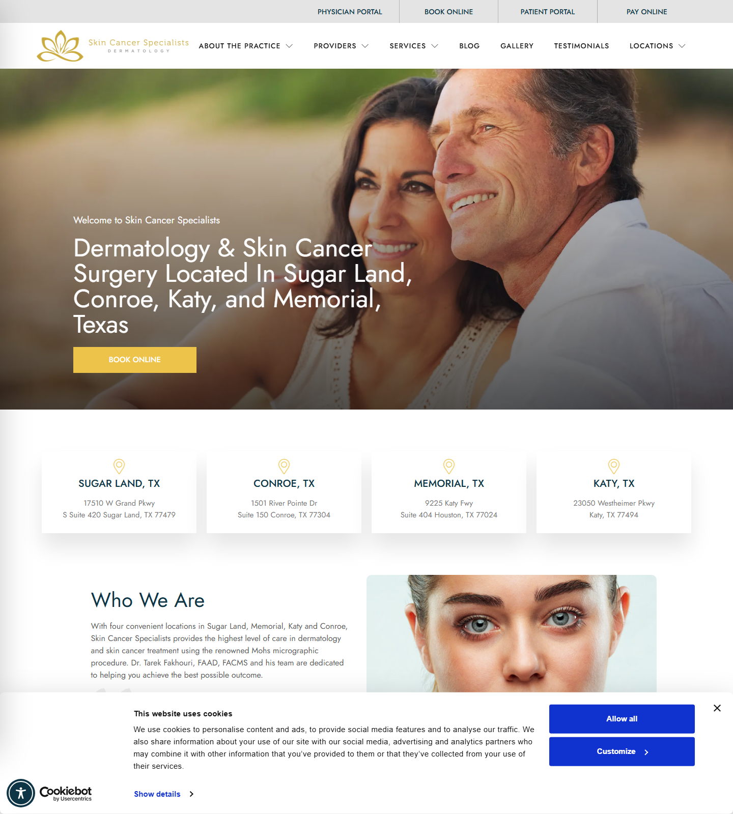 Skin Cancer Specialists — Skin Cancer Specialists website homepage (Sugar Land, TX plastic & cosmetic surgery)