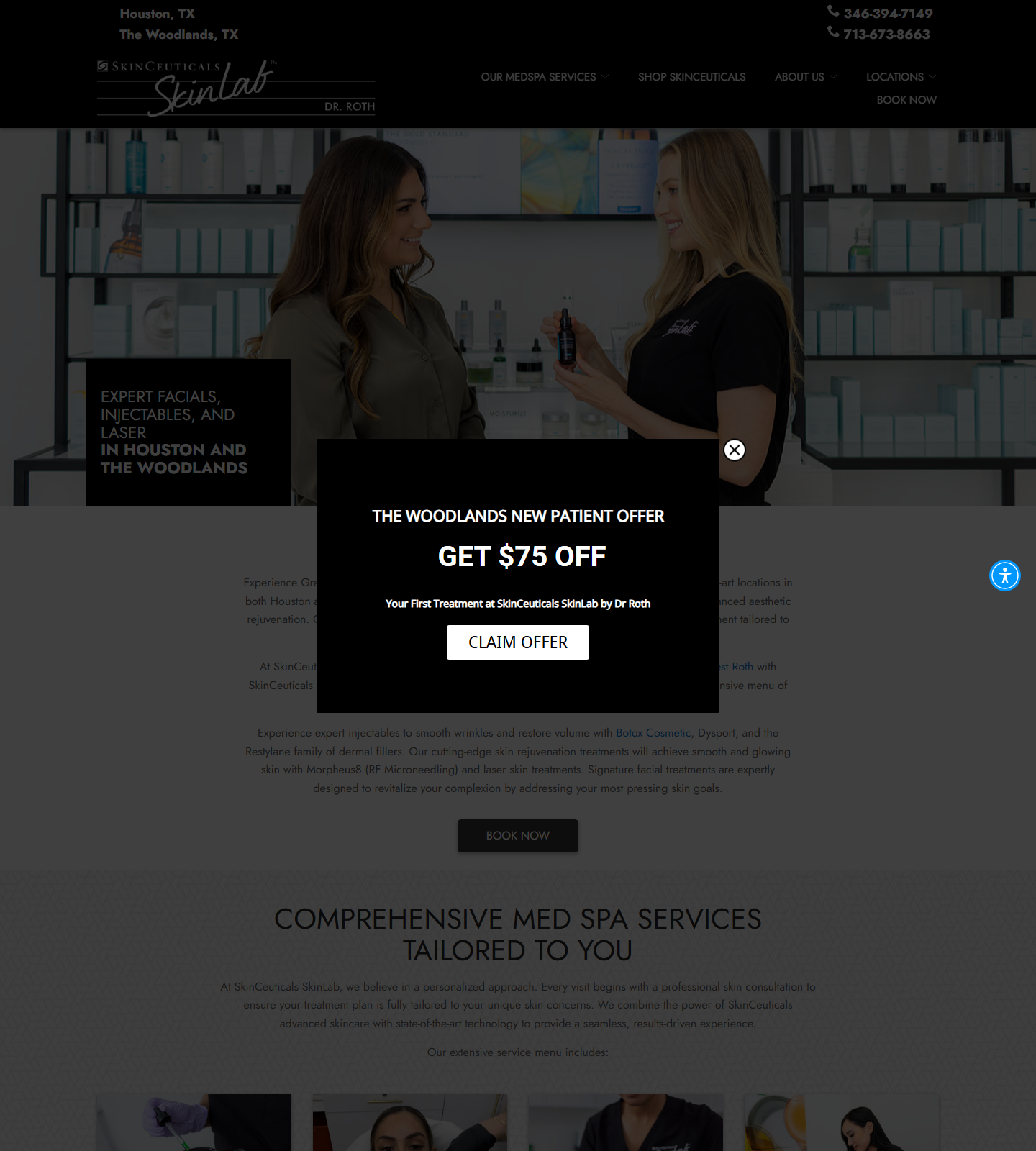 SkinCeuticals SkinLab by Dr. Roth – The Woodlands — SkinCeuticals SkinLab by Dr. Roth – The Woodlands website homepage (The Woodlands, TX plastic & cosmetic surgery)
