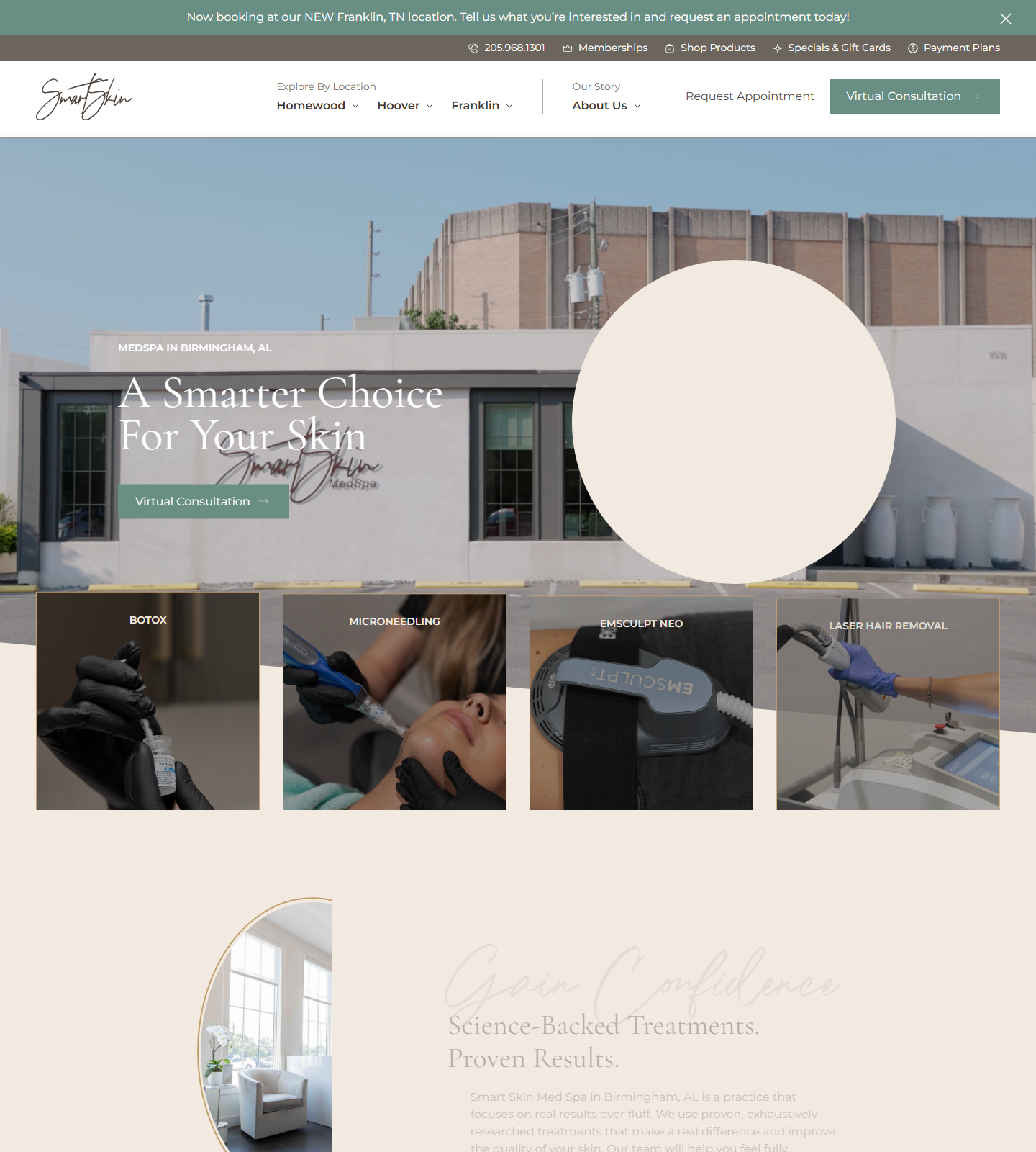 Smart Skin Med Spa — Smart Skin Med Spa website homepage (Homewood, AL)