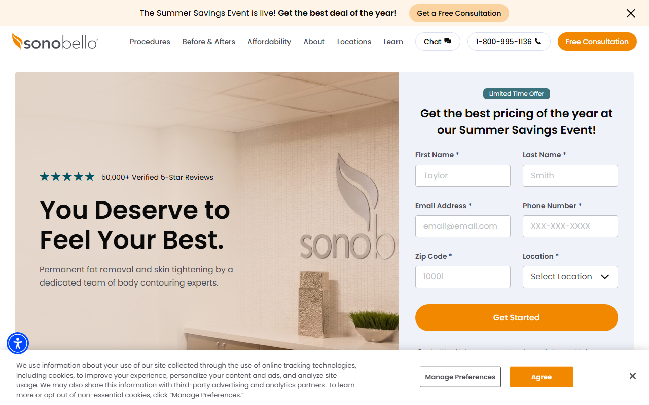 Sono Bello Fort Myers — Sono Bello Fort Myers website homepage (Fort Myers, FL plastic & cosmetic surgery)