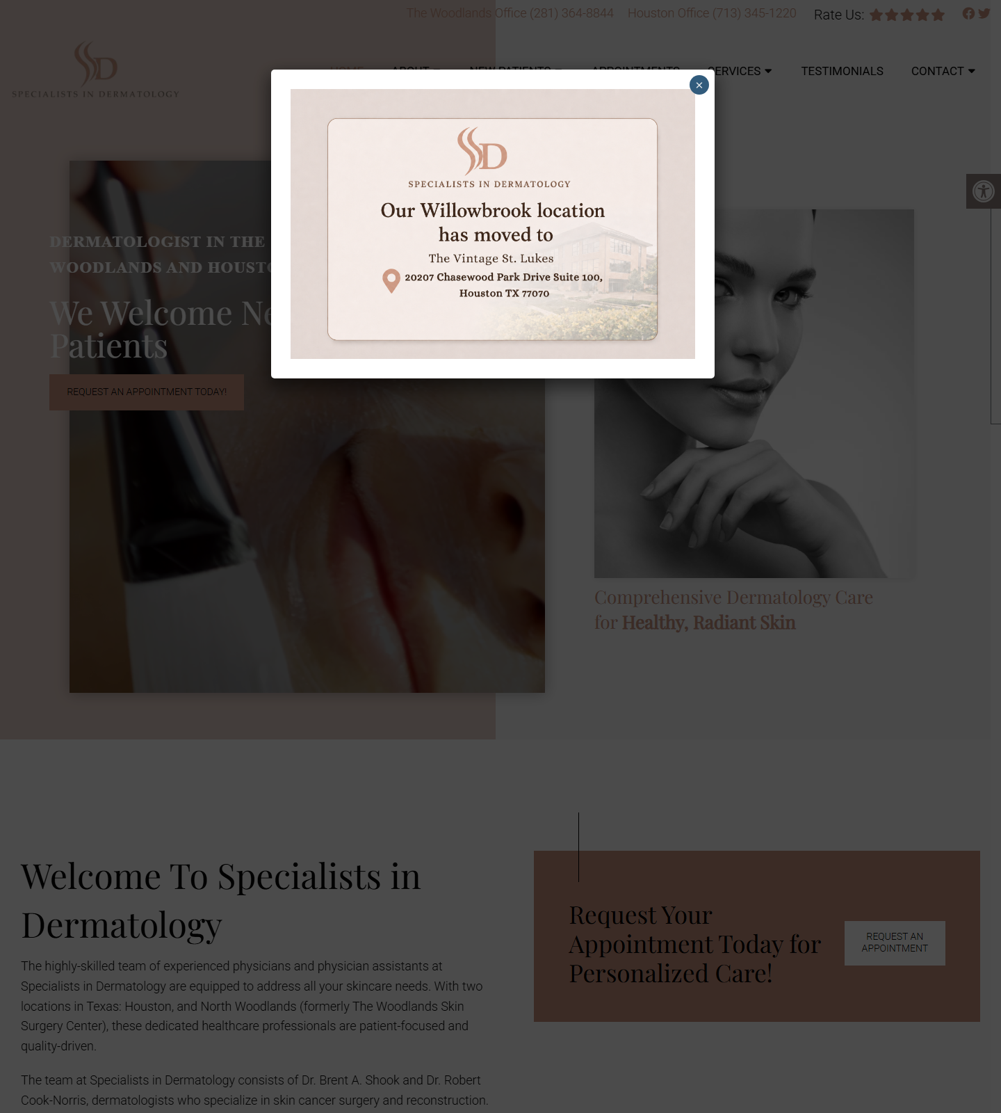 Specialists In Dermatology — Specialists In Dermatology website homepage (The Woodlands, TX plastic & cosmetic surgery)