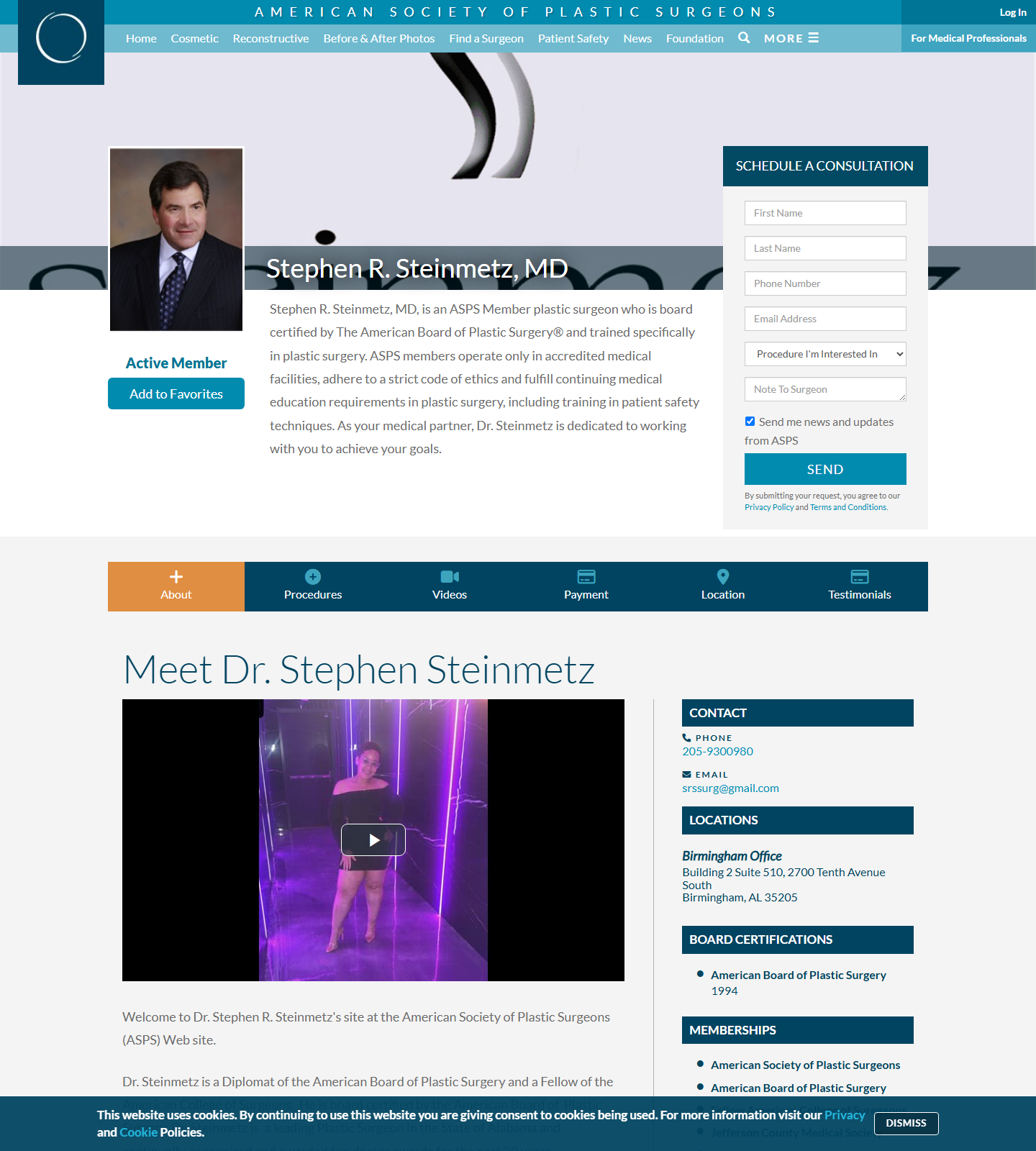 Steinmetz Plastic Surgery — Steinmetz Plastic Surgery website homepage (Birmingham, AL)