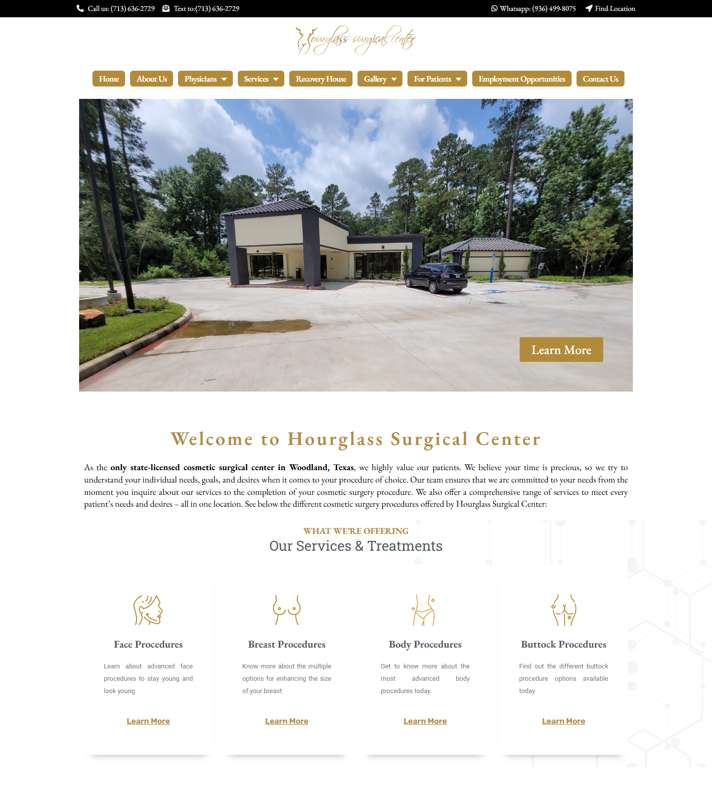 Surgical Center Dr.Hourglass — Surgical Center Dr.Hourglass website homepage (Spring, TX plastic & cosmetic surgery)