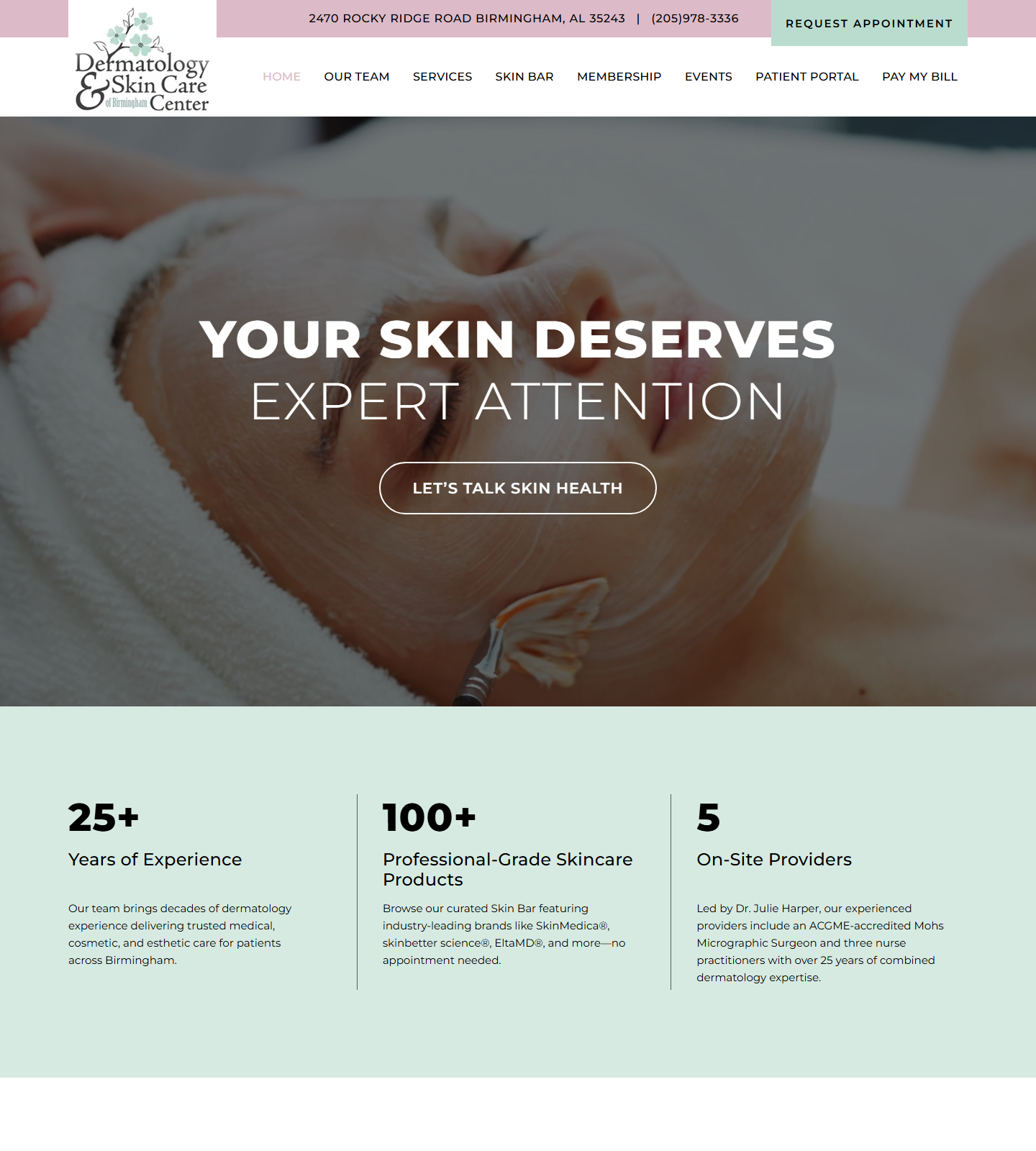 The Dermatology & Skin Care Center of Birmingham — The Dermatology & Skin Care Center of Birmingham website homepage (Vestavia Hills, AL)
