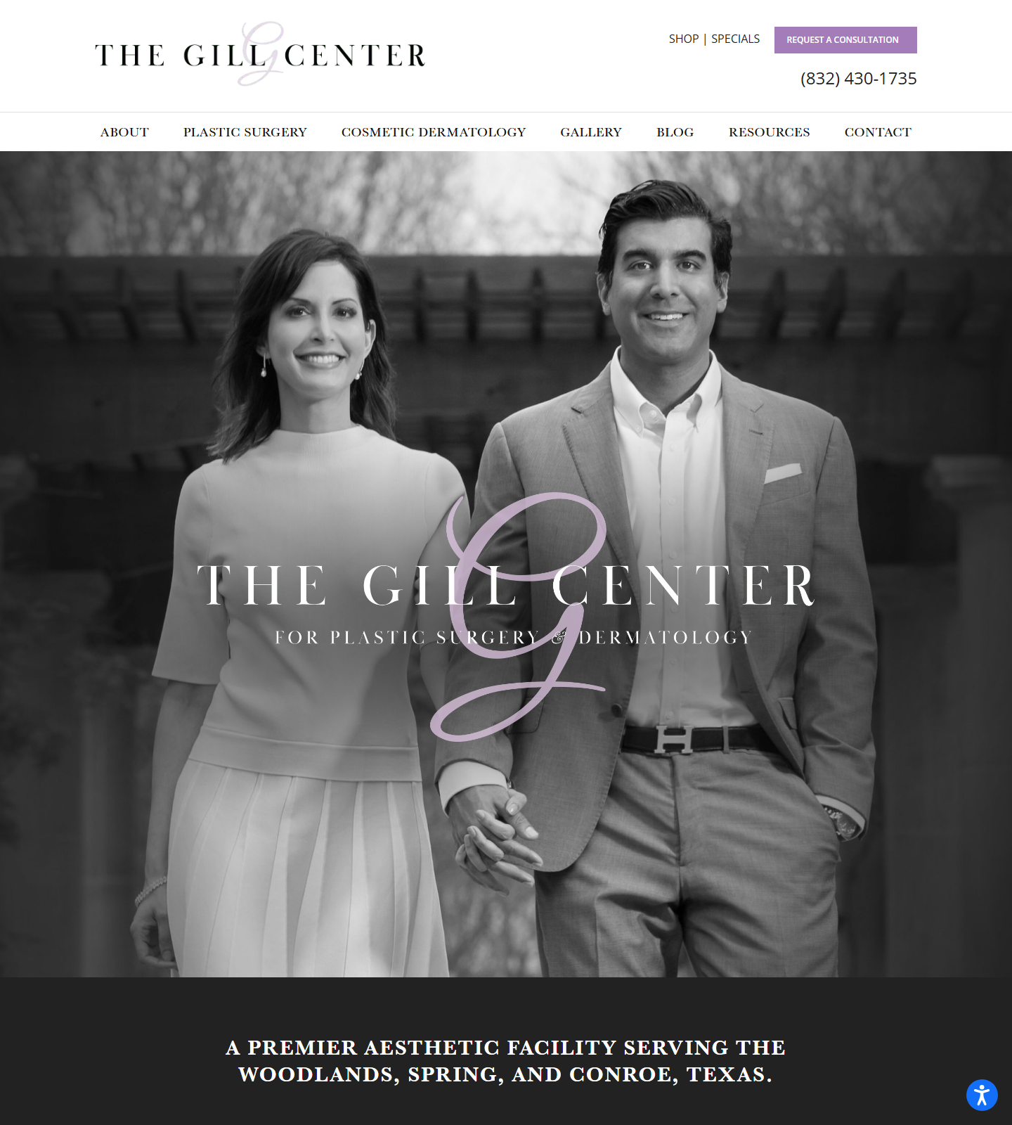 The Gill Center for Plastic Surgery and Dermatology — The Gill Center for Plastic Surgery and Dermatology website homepage (Shenandoah, TX plastic & cosmetic surgery)