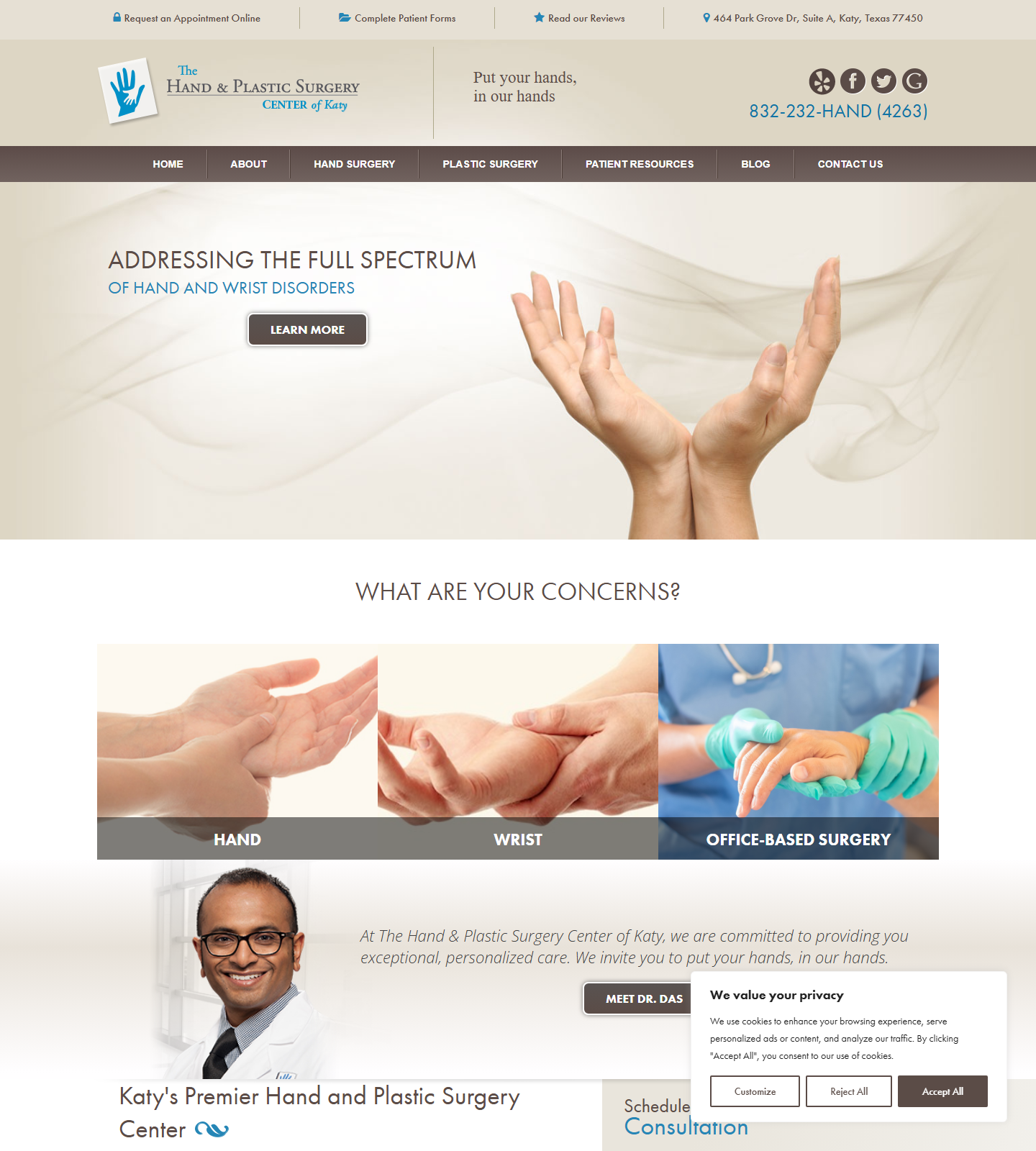 The Hand & Plastic Surgery Center of Katy — The Hand & Plastic Surgery Center of Katy website homepage (Katy, TX plastic & cosmetic surgery)