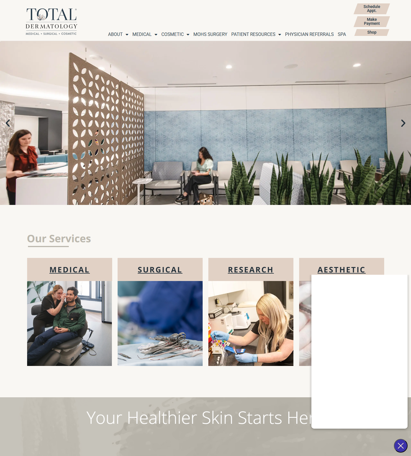 Total Dermatology — Total Dermatology website homepage (Birmingham, AL)