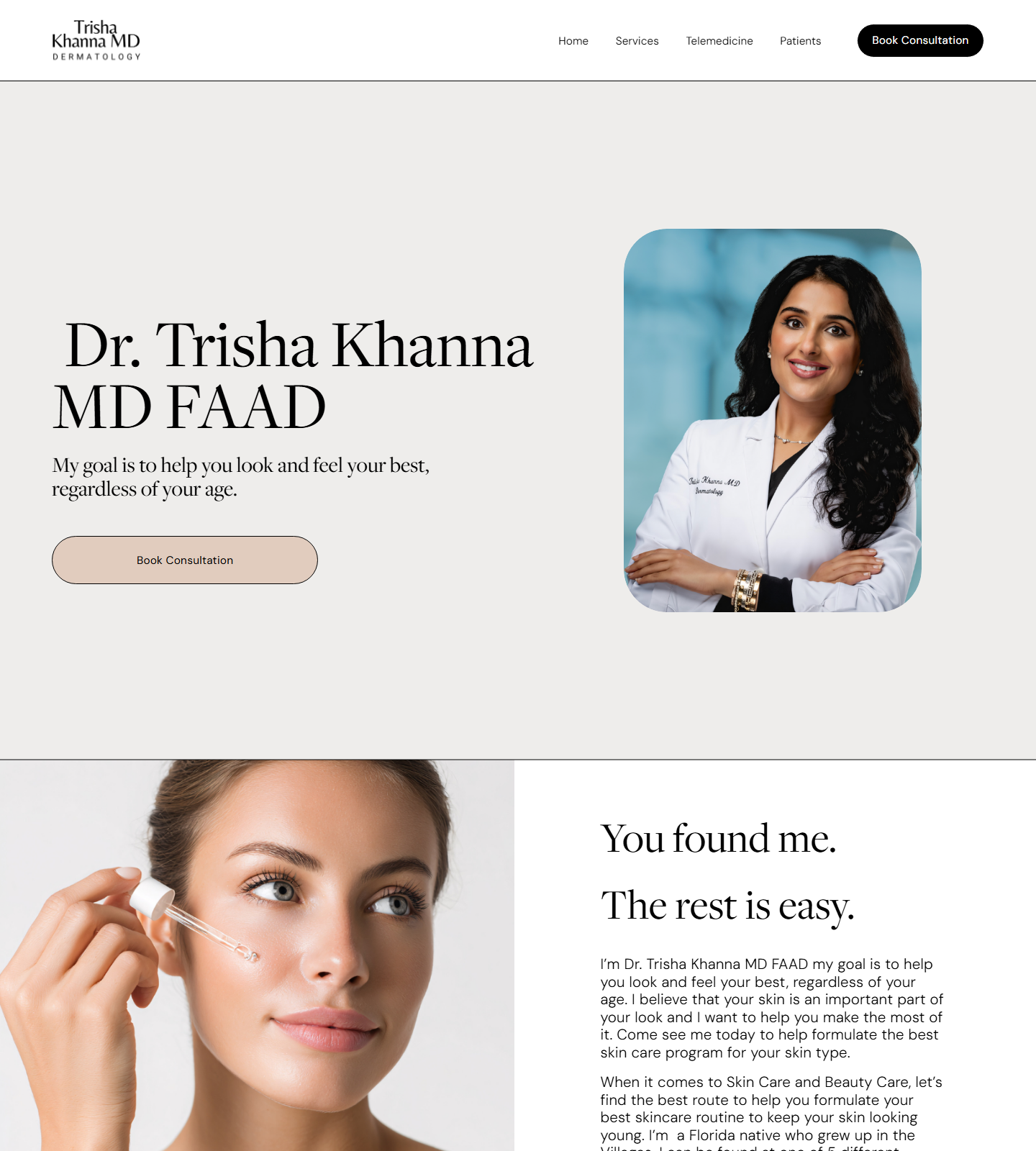 Trisha Khanna, MD, FAAD — Trisha Khanna, MD, FAAD website homepage (Orlando, FL)