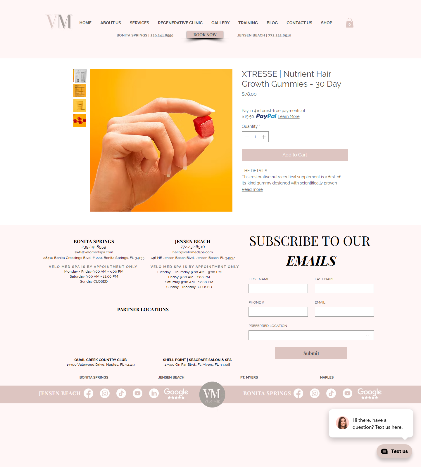 Velo Med Spa of SWFL — Velo Med Spa of SWFL website homepage (Bonita Springs, FL plastic & cosmetic surgery)