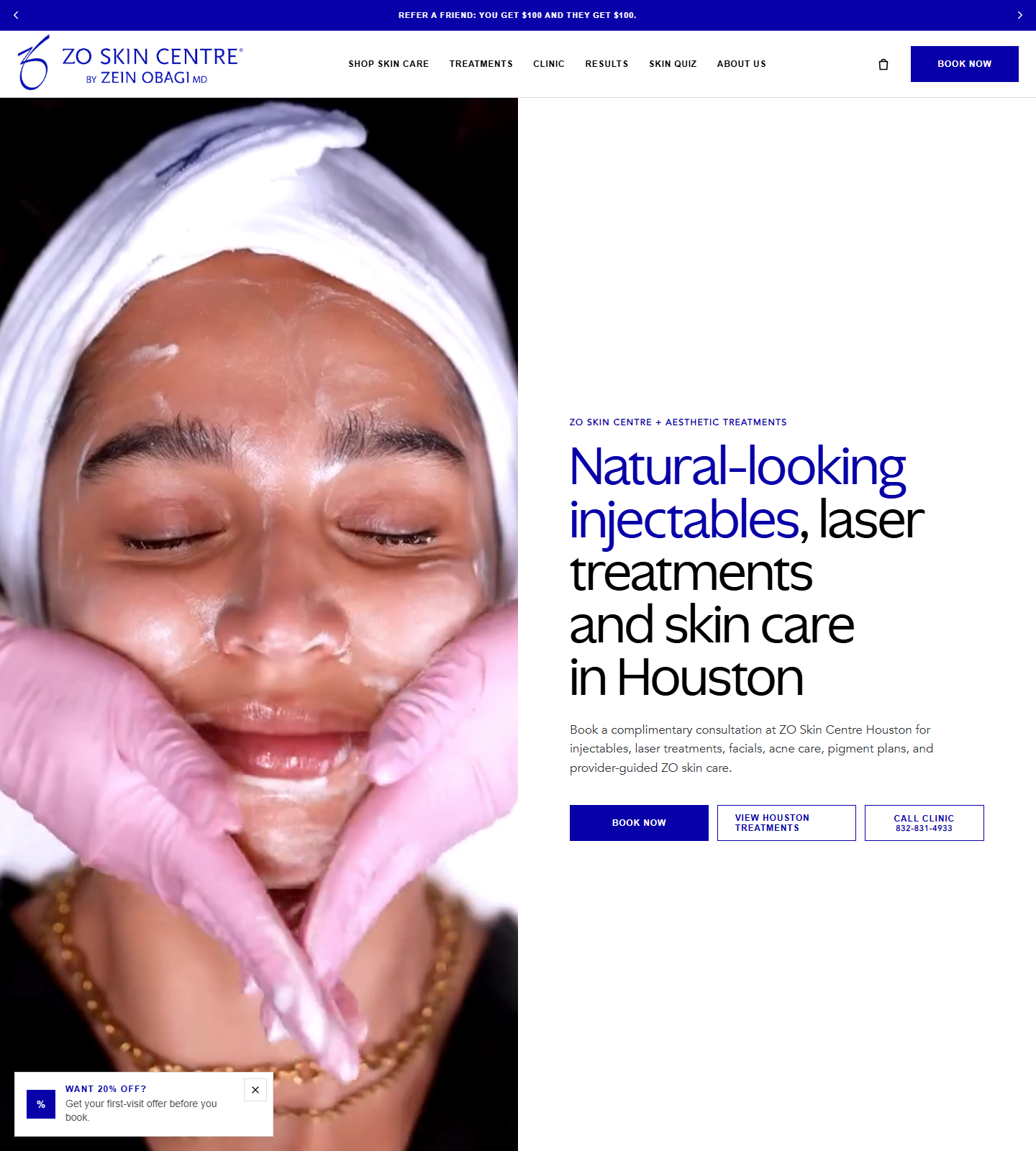 ZO Skin Centre Houston — ZO Skin Centre Houston website homepage (Houston, TX plastic & cosmetic surgery)